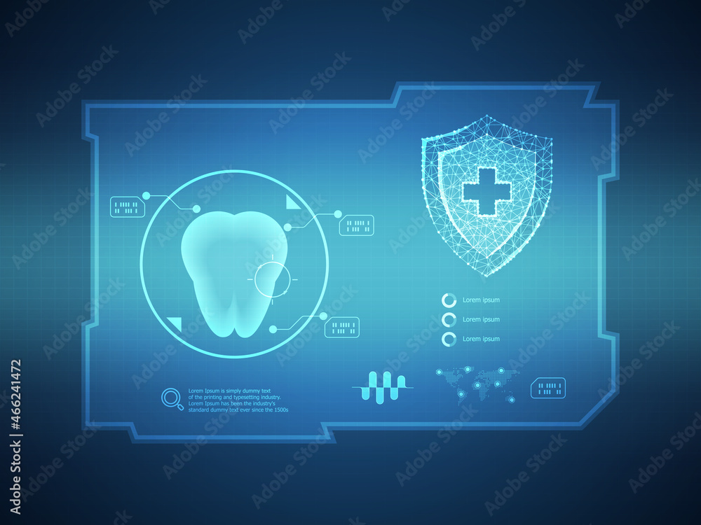 dental health protection futuristic hud technology background