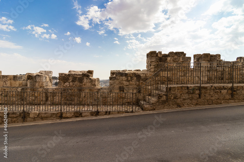 A view from the Old City of Jerusalem of the ancient walls that surround the Jewish Quarter