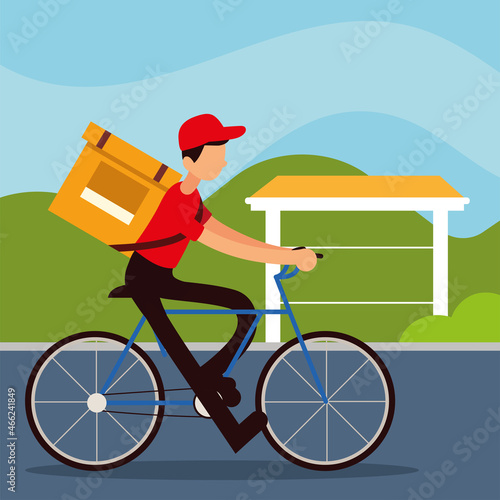 delivery man riding bike