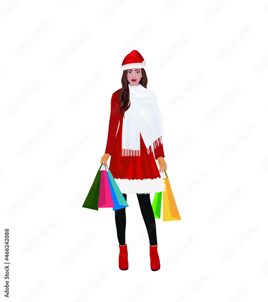 Woman holding shopping bags. vector Woman holding shopping bags. vector