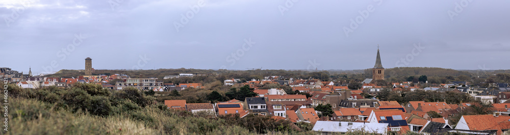 Domburg, Zeeland, Netherlands, 10 26 2021, panoramic view in Domburg