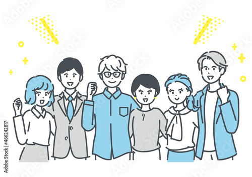 肩を組むビジネスパーソンのイラスト素材