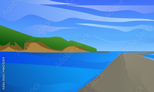 sea ​​and island view of breakwater background