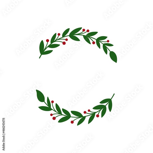 Christmas wreath with winter floral elements.