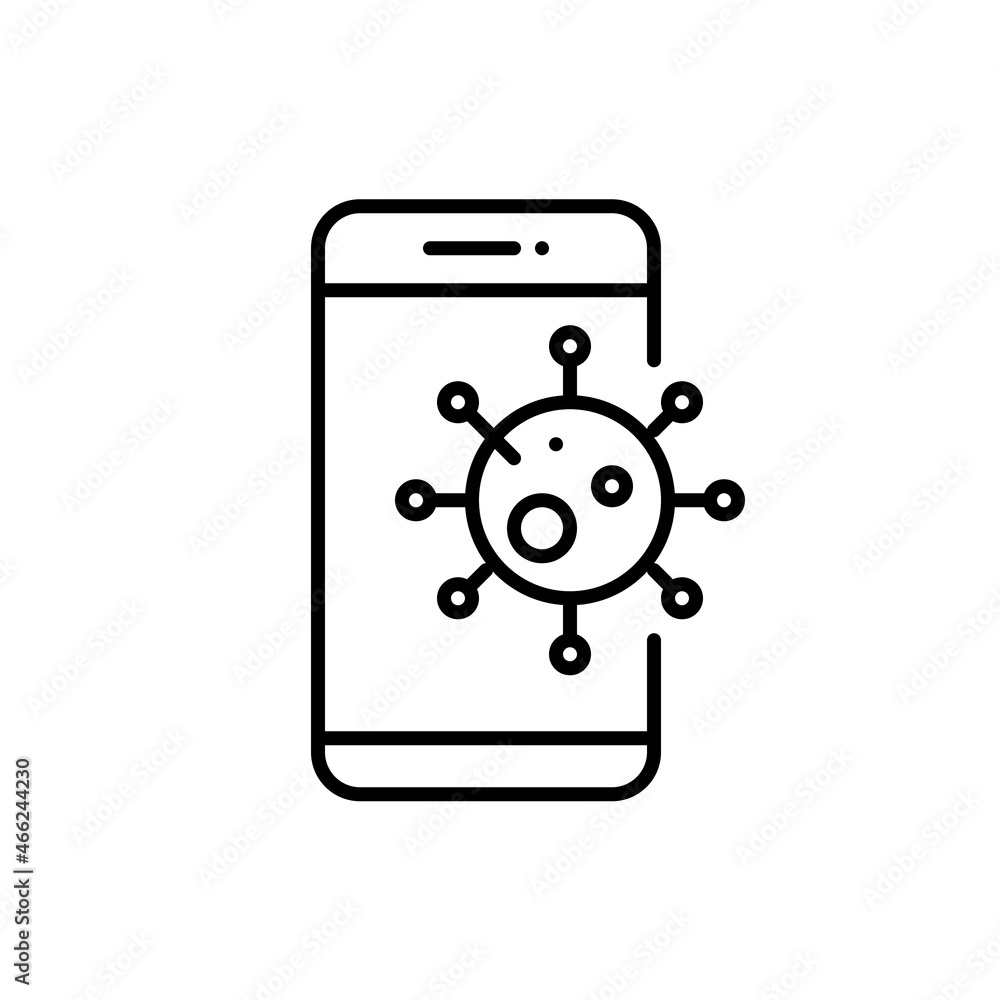 Coronavirus prevention mobile phone app icon. Pixel perfect, editable stroke Coronavirus prevention mobile phone app icon. Pixel perfect, editable stroke