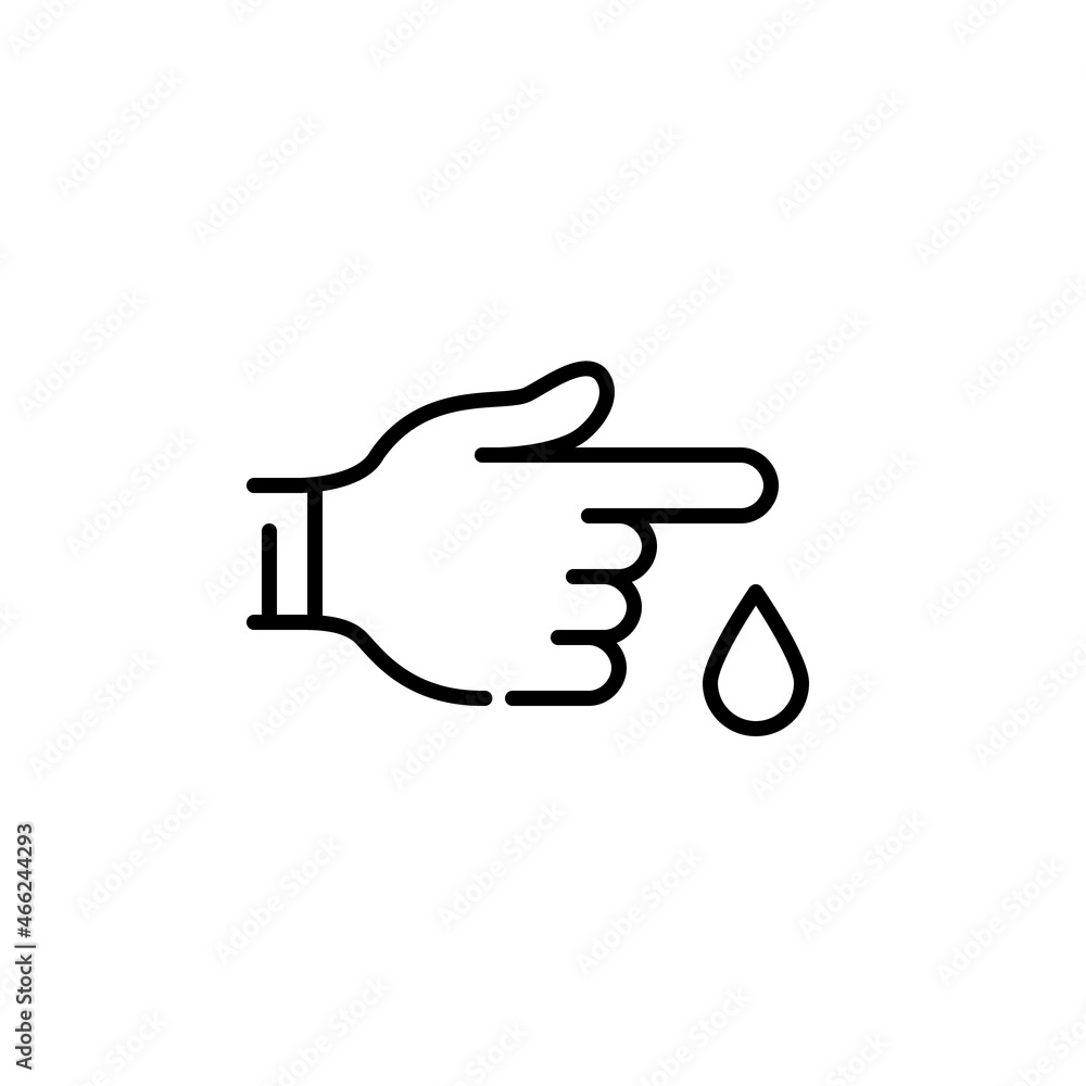 Blood test taking sample from a finger prick. Medical analysis procedure. Pixel perfect editable stroke colorful icon Blood test taking sample from a finger prick. Medical analysis procedure. Pixel perfect editable stroke colorful icon