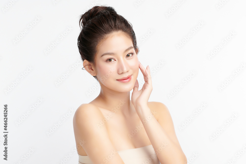 Beautiful young asian woman with clean fresh skin on white background, Face care, Facial treatment, Cosmetology, beauty and spa, Asian women portrait. Beautiful young asian woman with clean fresh skin on white background, Face care, Facial treatment, Cosmetology, beauty and spa, Asian women portrait.