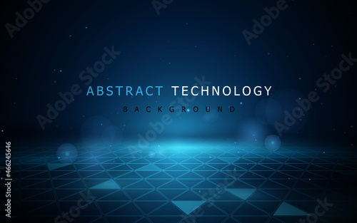 Abstract geometric shape and perspective grid with Futuristic technology digital hi tech concept background. Vector illustration