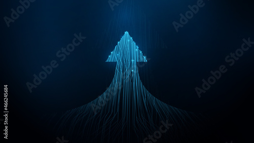 Startup concept. Up arrow. Abstract circuit lines Futuristic technology digital hi tech background