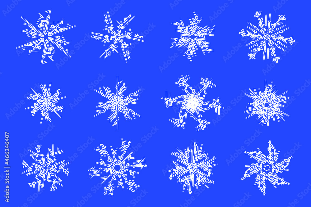 Set of snowflakes, vector illustration. Winter background. Set of snowflakes, vector illustration. Winter background.