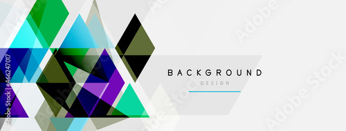 Color triangles composition, geometric abstract background. Techno or business concept, pattern for wallpaper, banner, background, landing page