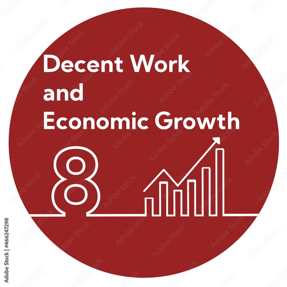 Fototapeta premium SDGs 8.Decent Work and Economic Growth -働きがいも経済成長も- シンプルアイコン素材