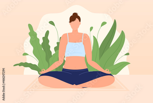 Yoga classes, various poses, pair classes. Relax, workout. Vector illustration