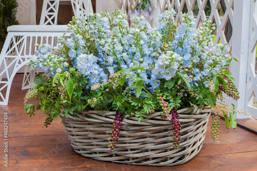 bouquet of flowers in a basket at the holiday