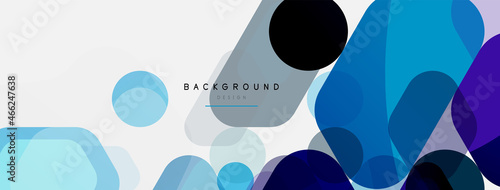 Color bubbles and rounded geometric shapes on white. Vector geometric minimal abstract background for wallpaper, banner, background, landing page