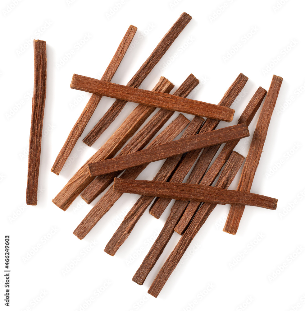 Sandalwood sticks isolated on white background, top view Sandalwood sticks isolated on white background, top view