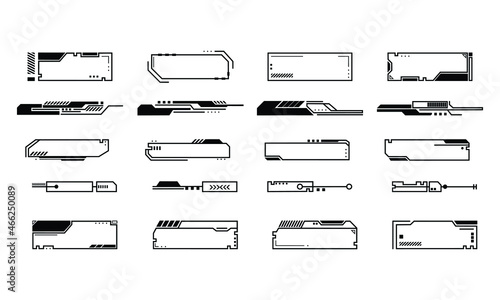bars and frames vector illustration for panel design. hud gaming element in a simple style. a copy space collection in a futuristic and hi-tech theme.
