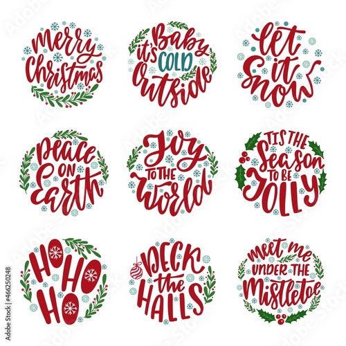 Round Christmas Ornament with hand drawn lettering text.