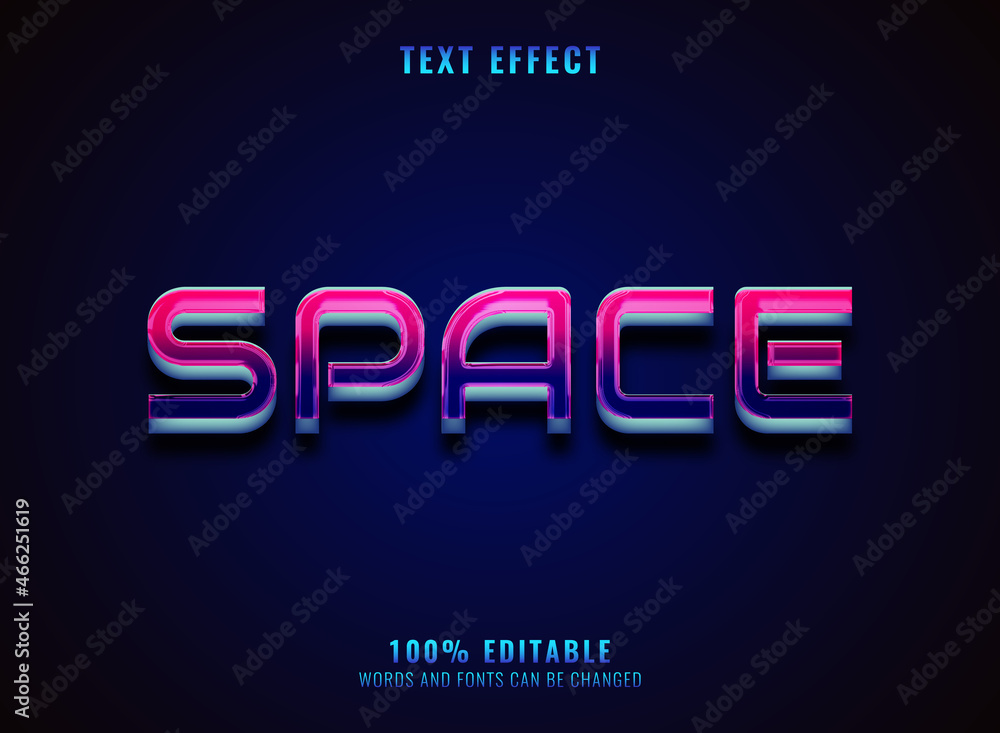fantasy glow chrome retro space text effect