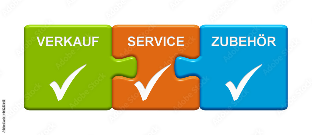 3 Puzzle Buttons zeigen Verkauf, Service, Zubehör 3 Puzzle Buttons zeigen Verkauf, Service, Zubehör