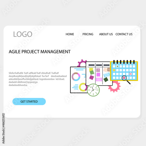Agile project management concept landing page website