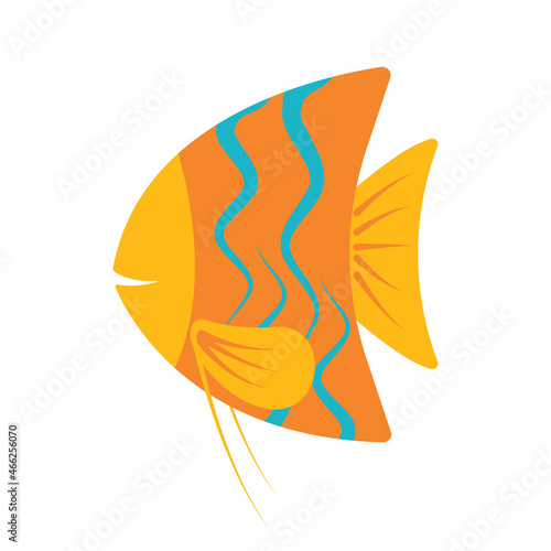 Orange cute angelfish clipart cartoon vector