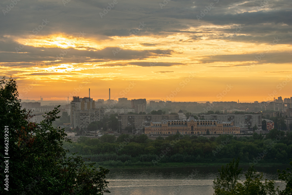 panorama of Nizhny Novgorod at sunset