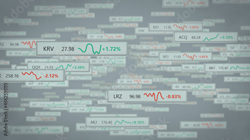 Stock market data 3D render
