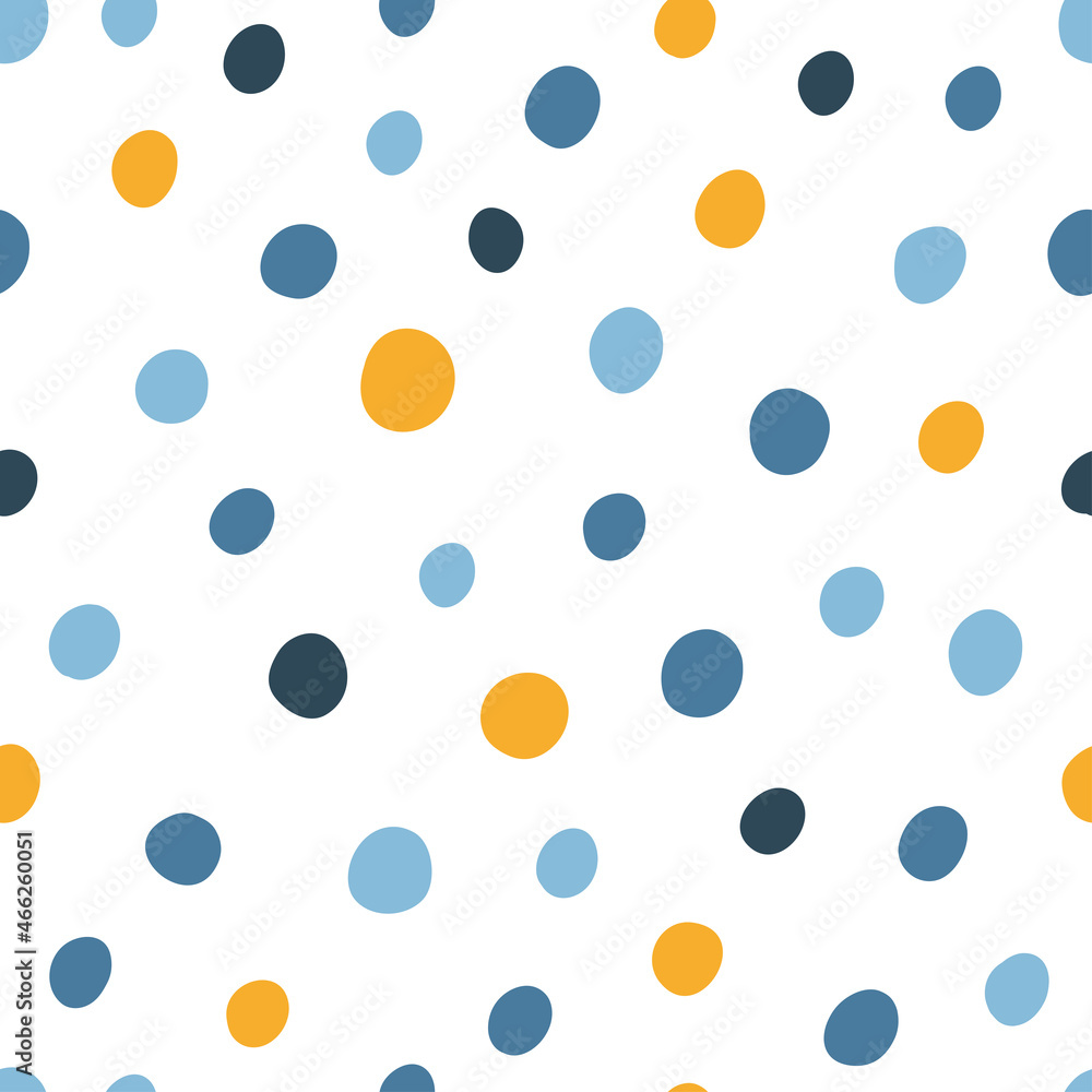 Seamless pattern with yellow and blue circles