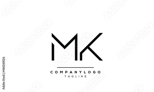 Abstract Letter Initial MK KM Vector Logo Design Template