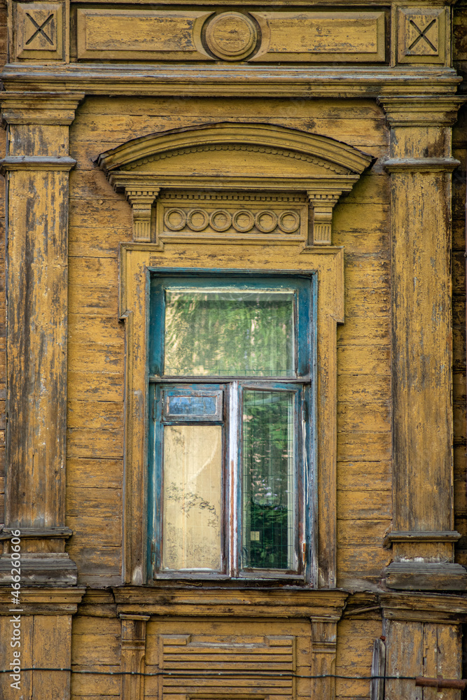 windows in a historic wooden house windows in a historic wooden house