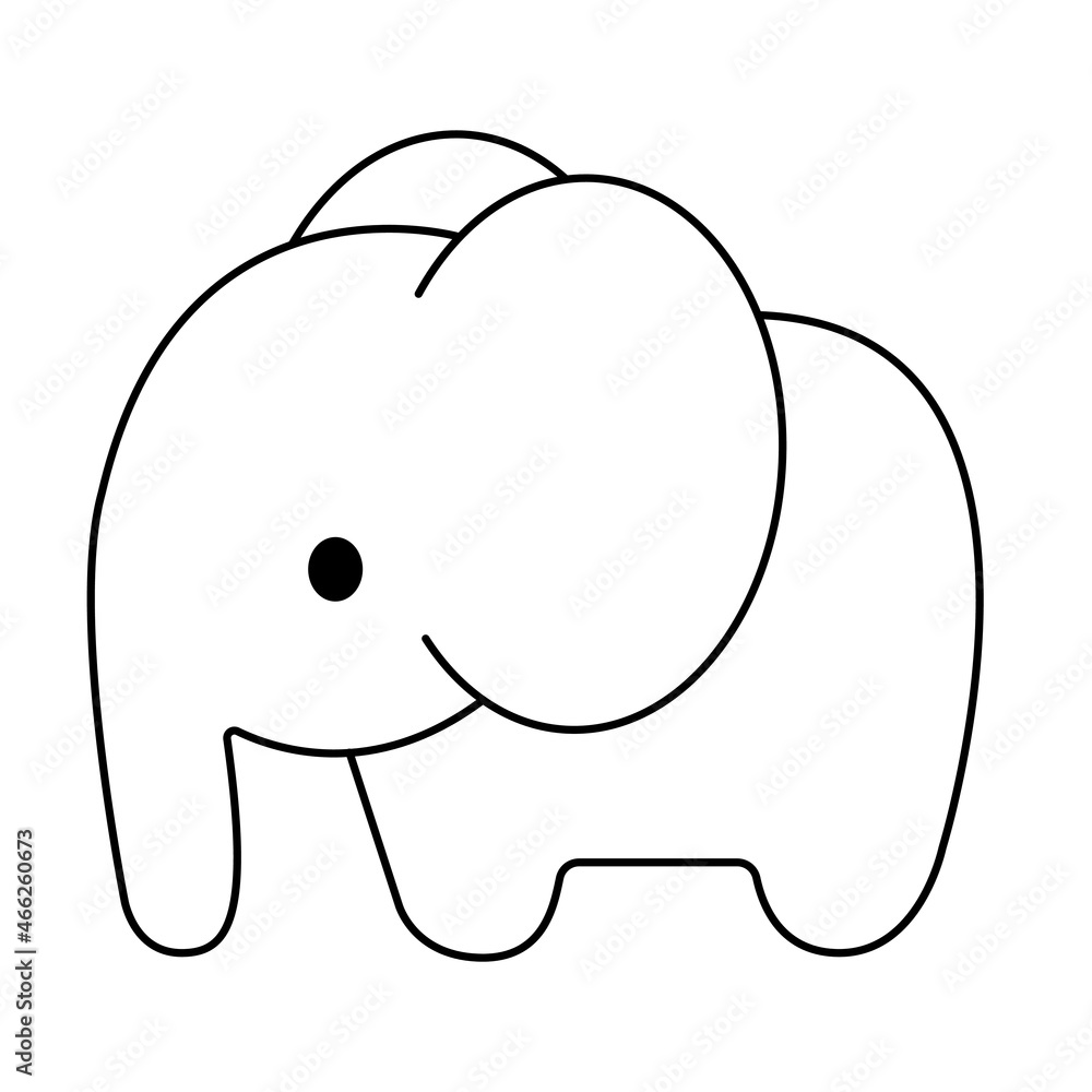 Elephant animal Vector. Black and white. White background. Line drawing. Elephant animal Vector. Black and white. White background. Line drawing.
