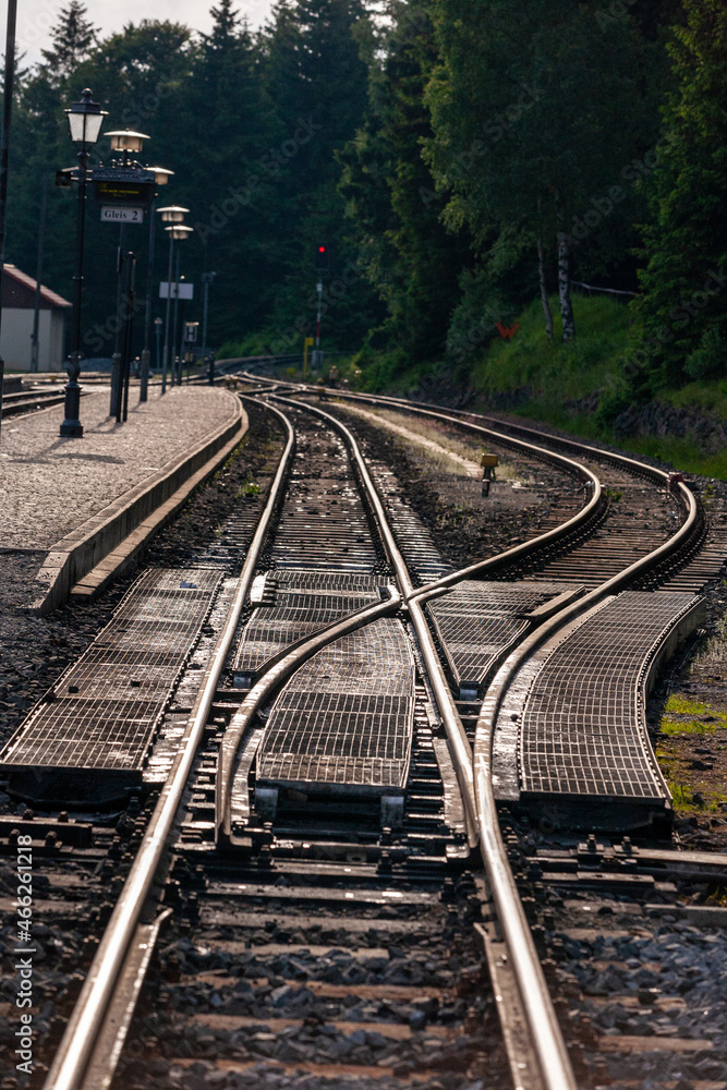Fototapeta premium Eisenbahngleise mit Weiche