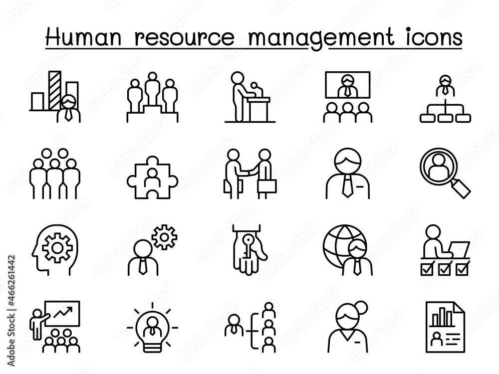Human resource management icons in thin line style Human resource management icons in thin line style