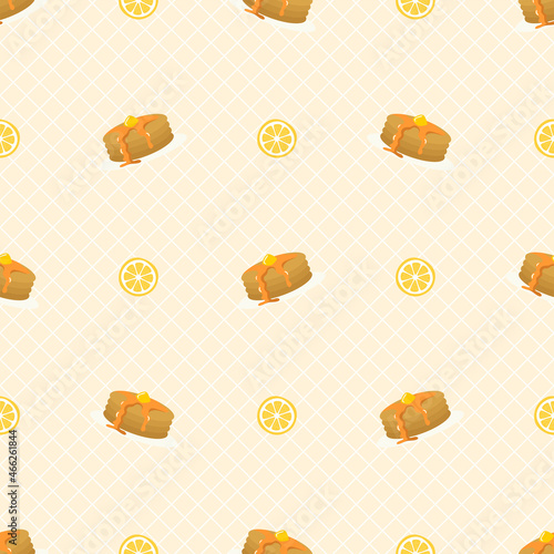 cute pancake and lemon seamless pattern