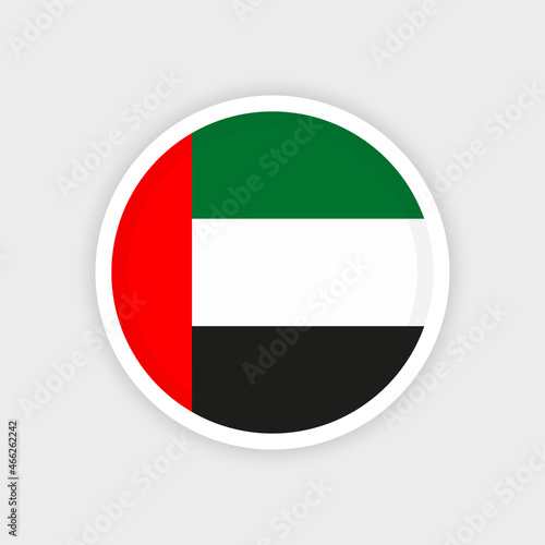 Flag of The United Arab Emirates with circle frame and white background