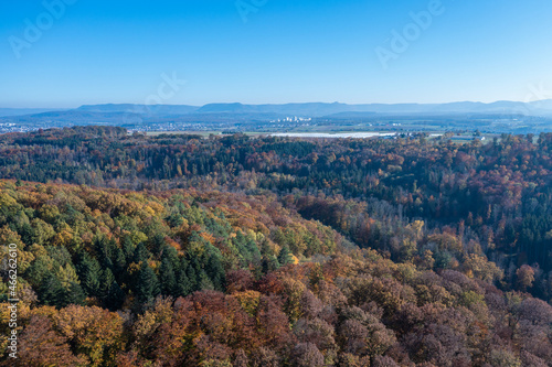 aerial view to the swabian alb in autumn