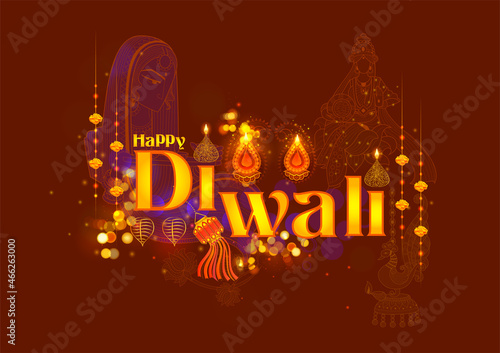 Happy Diwali Holiday background for light festival of India