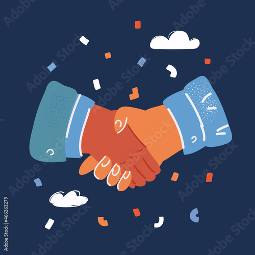 Vector illustration of Handshake over dark backround.