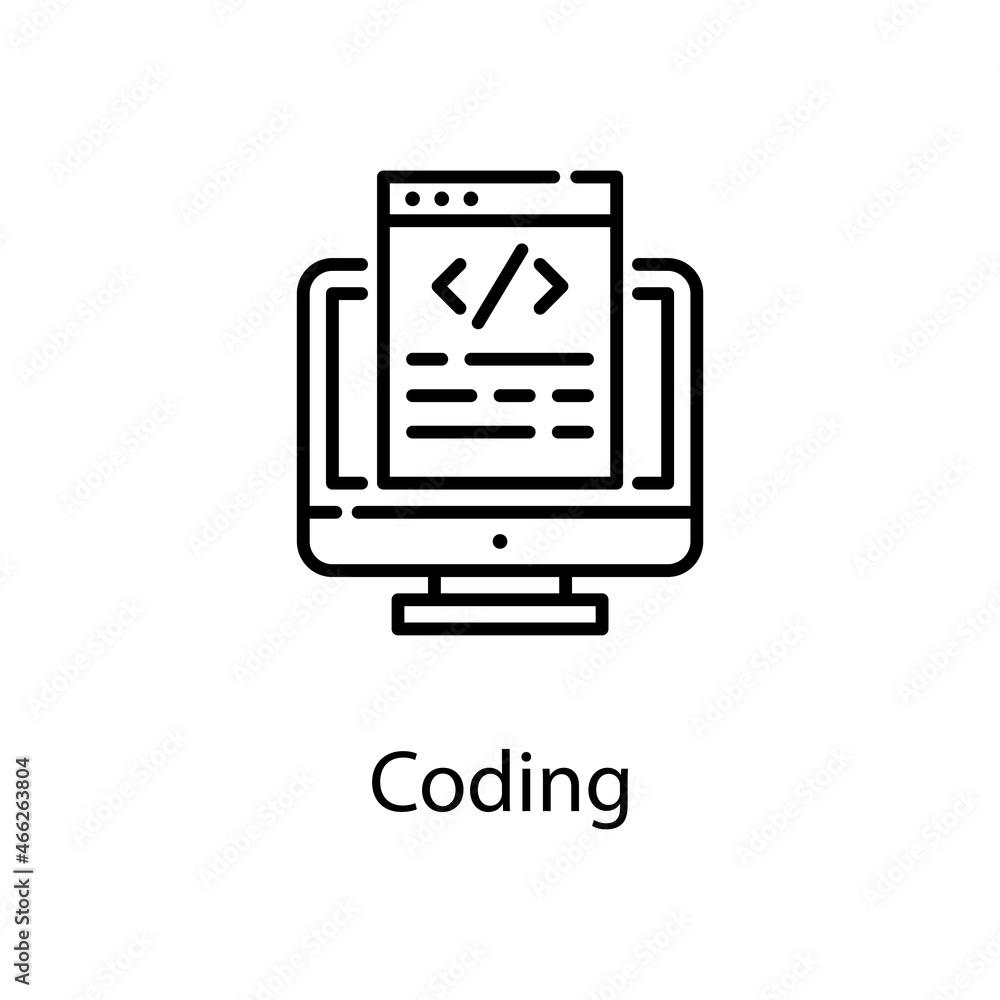 coding vector outline Icon Design illustration. Web Analytics Symbol on White background EPS 10 File coding vector outline Icon Design illustration. Web Analytics Symbol on White background EPS 10 File