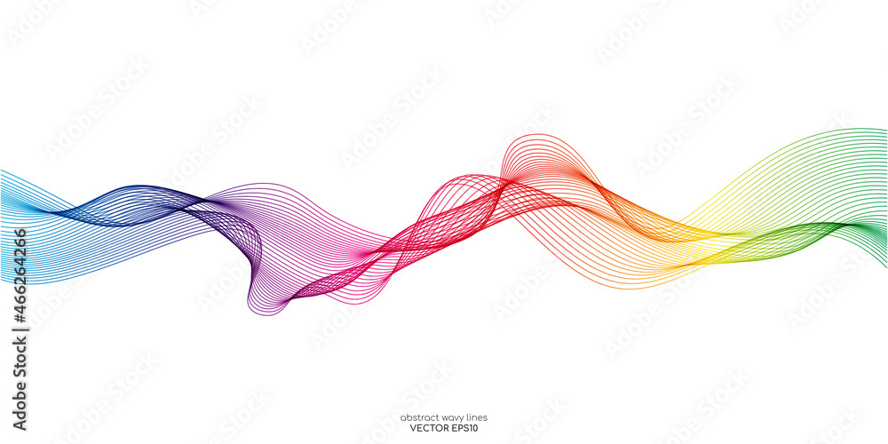 Vector wave lines flowing dynamic in colorful isolated on white ...