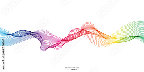 Vector wave lines flowing dynamic in colorful isolated on white background for concept of AI technology, digital, communication, science, music