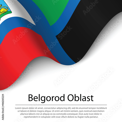 Waving flag of Belgorod Oblast is a region of Russia on white ba