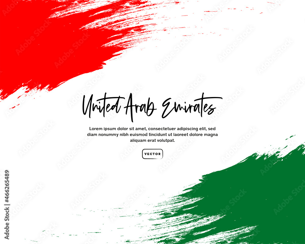 Flag of the United Arab Emirates with brush stroke effect and text Flag of the United Arab Emirates with brush stroke effect and text