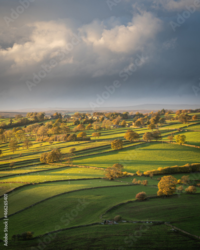 English Countryside in Autumn at Dusk photo
