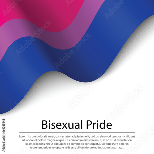 Waving flag of Bisexual Pride on white background. Banner or rib