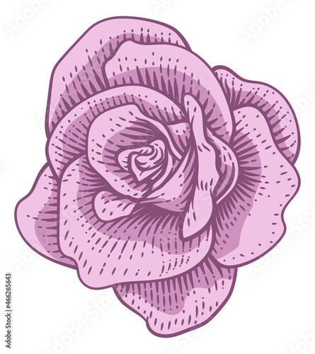 Rose Flower Design Woodcut ...