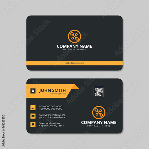 Modern business card orange and black elegant professional