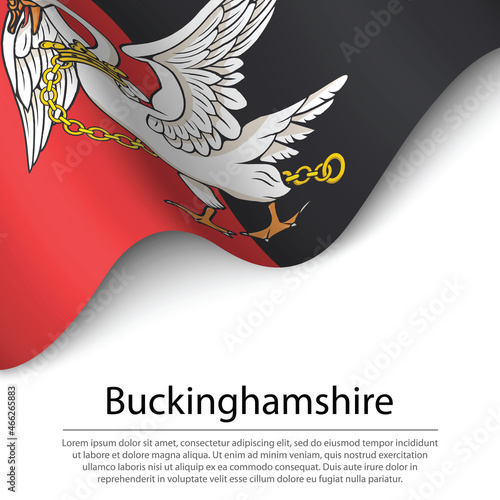 Waving flag of Buckinghamshire is a county of England on white b