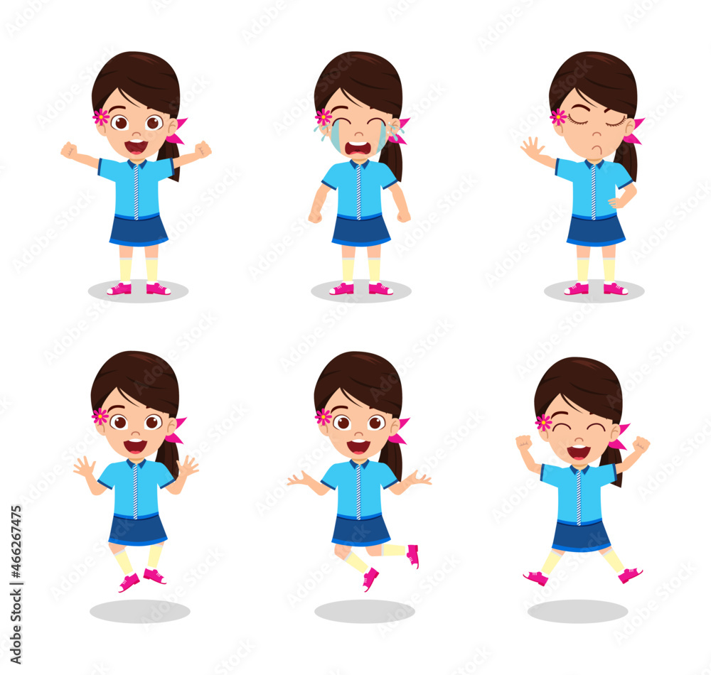 Cute beautiful kid girl character wearing beautiful outfit and doing different action activity with different facial expressions and emotions waving posing Cute beautiful kid girl character wearing beautiful outfit and doing different action activity with different facial expressions and emotions waving posing